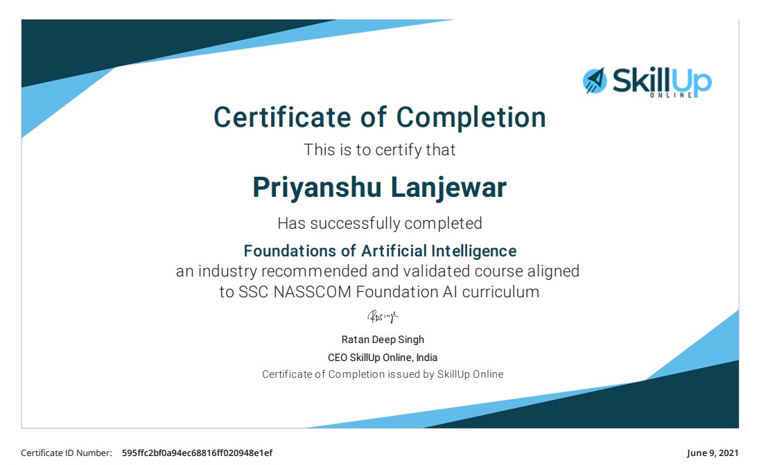 Artificial Intelligence Certificate