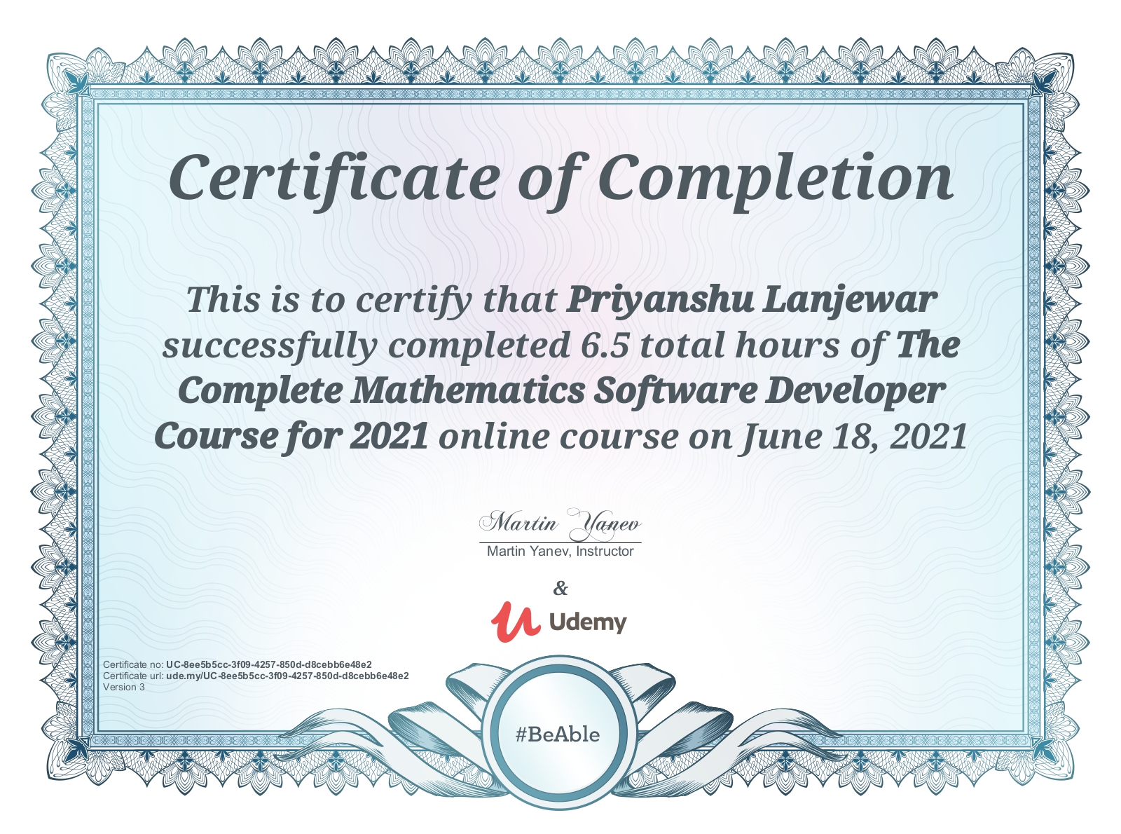 Mathematics Certificate