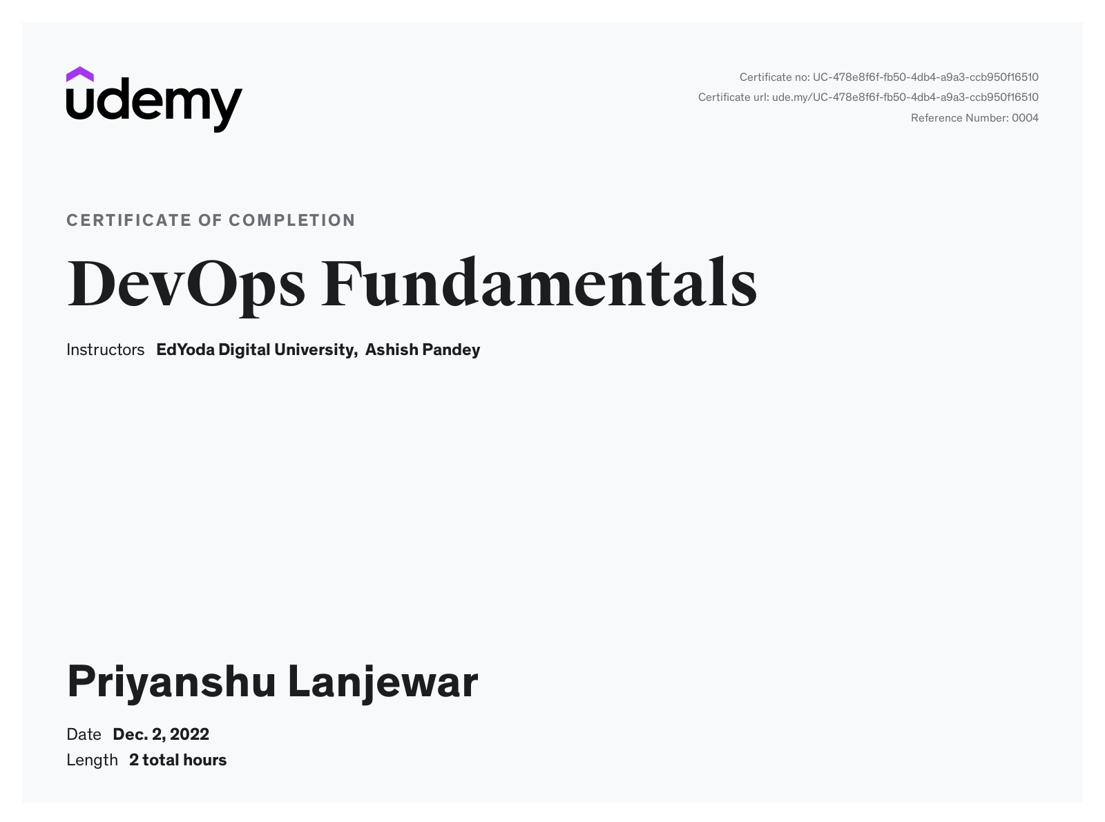 DevOps Fundamentals Certificate